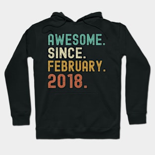 Retro Awesome Since February 2018 6Th Birthday 6 Years Old Hoodie